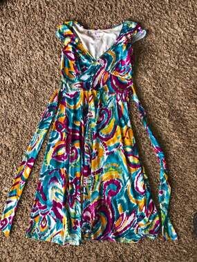 Lily Pulitzer Style Floral Print Cap Sleeve Dress Size S